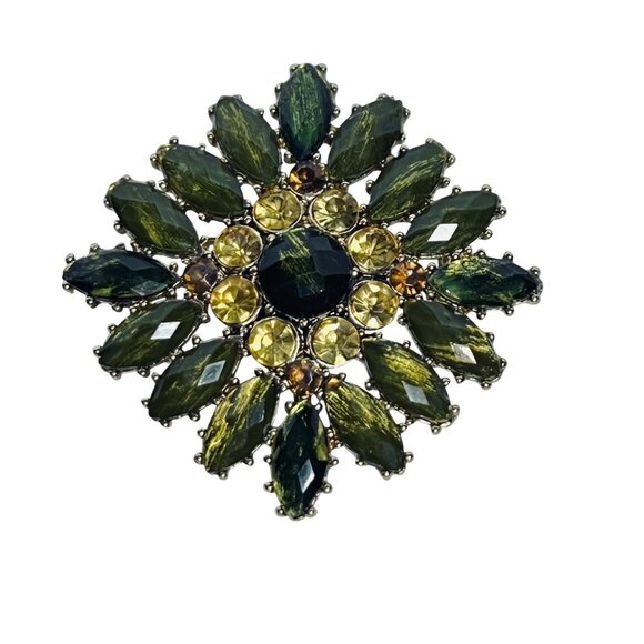 Liz Claiborne Jewelry - Liz Claiborne Gold Tone With Faceted Rhinestones Brooch Signed LC (6072)